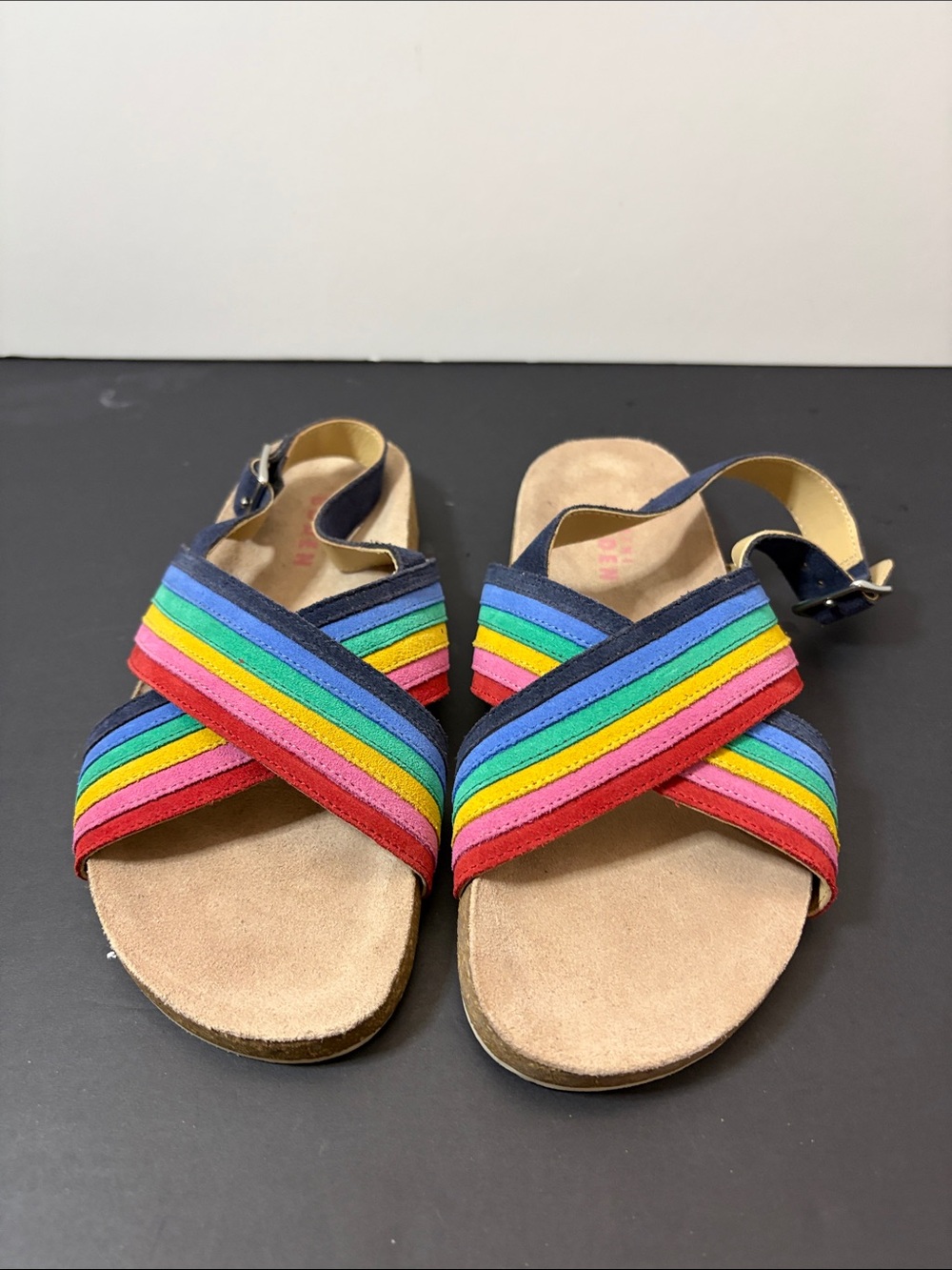 Mini Biden Rainbow Suede Leather Strap Sandals - Multicolor - Size 3 (35)